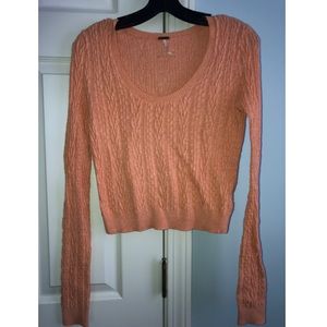 Free People Cropped Cable Knit Sweater